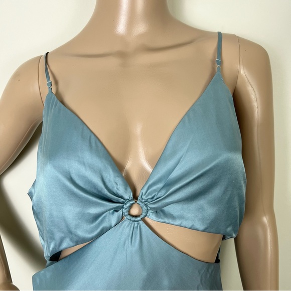 NEW JONATHAN SIMKHAI REVOLVE BLUE CUTOUT MIDI SLIP DRESS - Picture 4 of 10